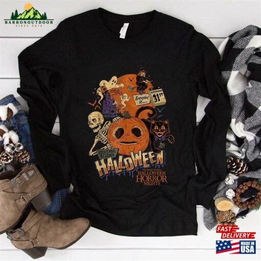 Horror Halloween Universal Studios 2023 Skeleton Pumpkin T-Shirt Hoodie