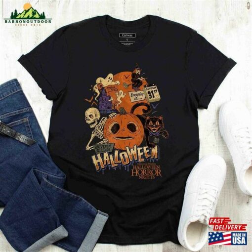 Horror Halloween Universal Studios 2023 Skeleton Pumpkin T-Shirt Hoodie