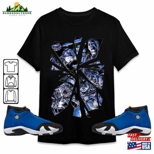 Horror Movie Characters Halloween Tee Shirt Mid Jordan 14 Laney Match Classic Unisex