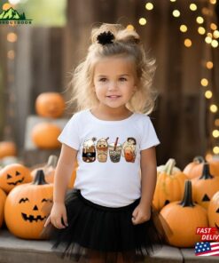 Horror Movie Coffee Latte Sweatshirt Characters Cup Halloween Drink Cozy Shirt Unisex Hoodie 3