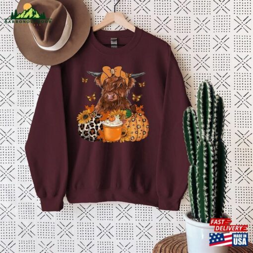 Howdy Fall Cow Sweatshirt Floral Pumpkin Sweater Western Shirt Classic