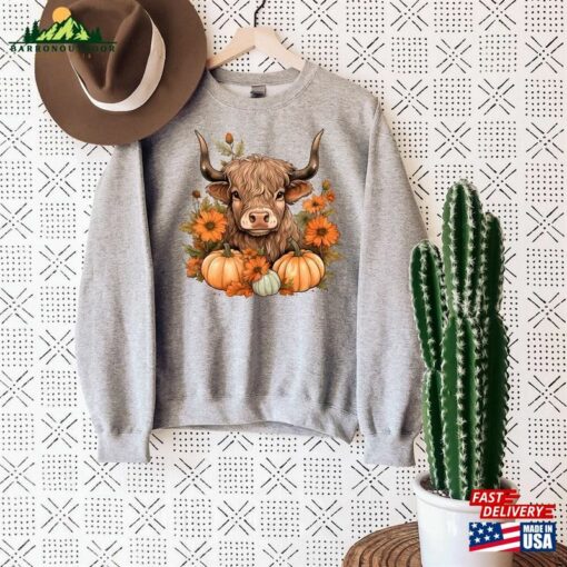 Howdy Fall Cow Sweatshirt Pumpkin Sweater Western Shirt Classic Hoodie