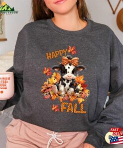 Howdy Fall Cute Calf Sweatshirt Cow Pumpkin Sweater Country Shirt Classic