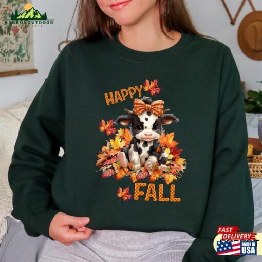 Howdy Fall Cute Calf Sweatshirt Cow Pumpkin Sweater Country Shirt Classic