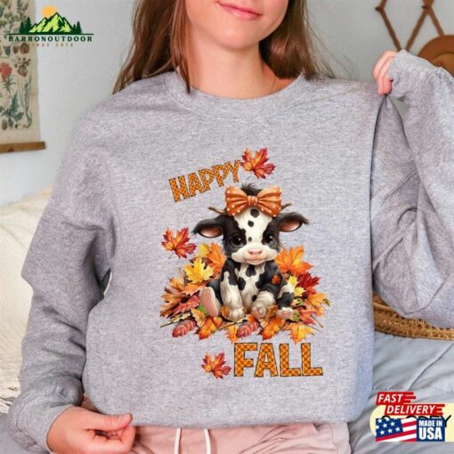 Howdy Fall Cute Calf Sweatshirt Cow Pumpkin Sweater Country Shirt Classic