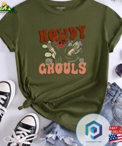 Howdy Ghouls Retro Funny Halloween Cowboy Ghost T Shirt Sweatshirt Sweater 3