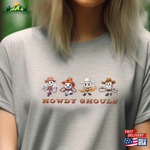 Howdy Western Ghost T-Shirt Vintage Tee Boo Season Halloween Crewneck Sweatshirt Hoodie