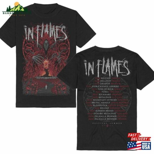 In Flames Band Festival Summer 2023 Tour T-Shirt Retro Tee Gift Shirt Sweatshirt