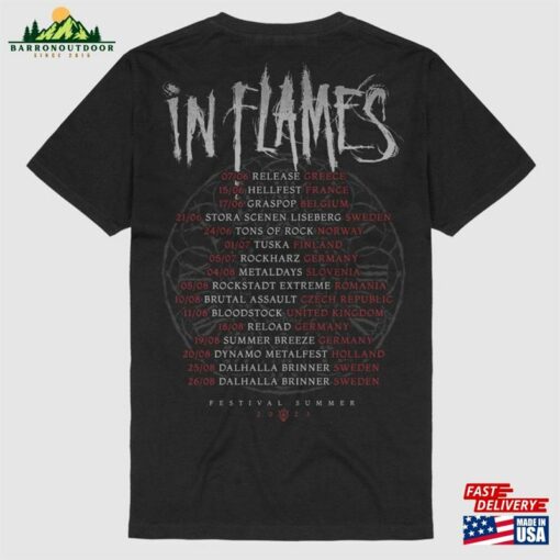 In Flames Band Festival Summer 2023 Tour T-Shirt Retro Tee Gift Shirt Sweatshirt