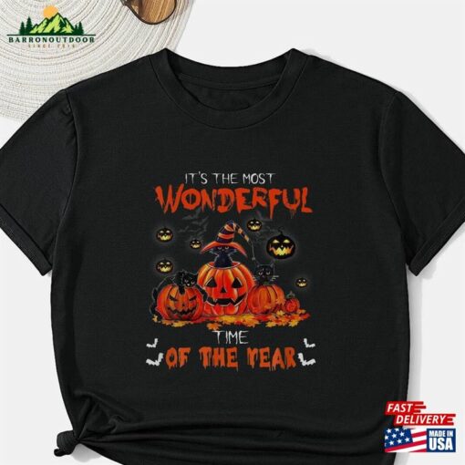 It’s The Most Wonderful Time Of Year Black Cat T-Shirt Retro Halloween Ghost Hoodie Unisex