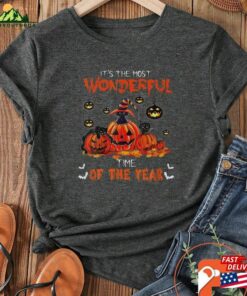 It’s The Most Wonderful Time Of Year Black Cat T-Shirt Retro Halloween Ghost Hoodie Unisex