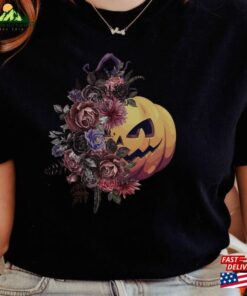 Jack O Lantern Halloween Pumpkin Comfort Colors Shirt Floral Face Boho Crewneck T-Shirt Sweatshirt Unisex