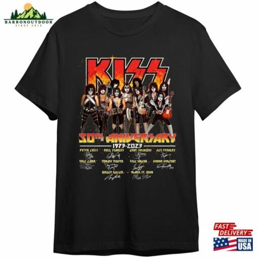 Kiss Band 50Th Anniversary 1973 2023 Signatures T-Shirt Shirt Fan Lover Tee Sweatshirt Classic