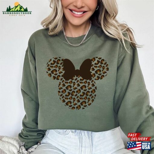 Leopard Print Minnie Sweatshirt Animal Kingdom Shirt Women Hoodie T-Shirt