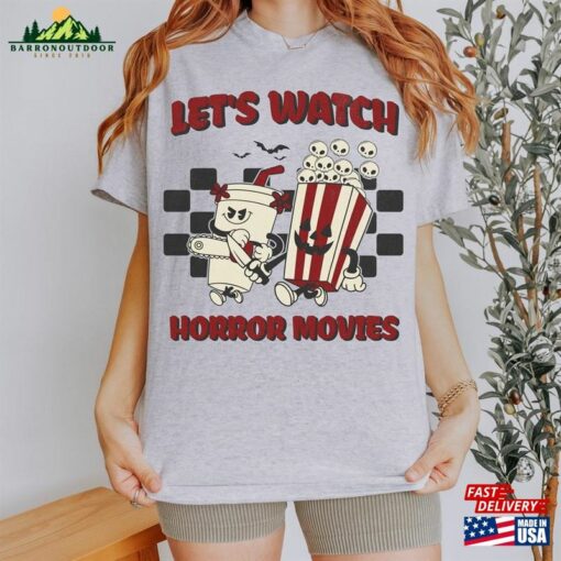 Let’s Watch Horror Movies Shirt Distressed Heavy Cotton Unisex Sweatshirt