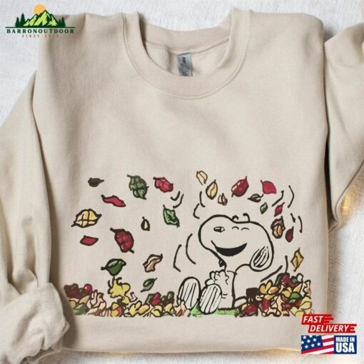 Limited Fall Snoopy Sweatshirt Halloween Unisex Autumn Leaves Pumpkin Classic