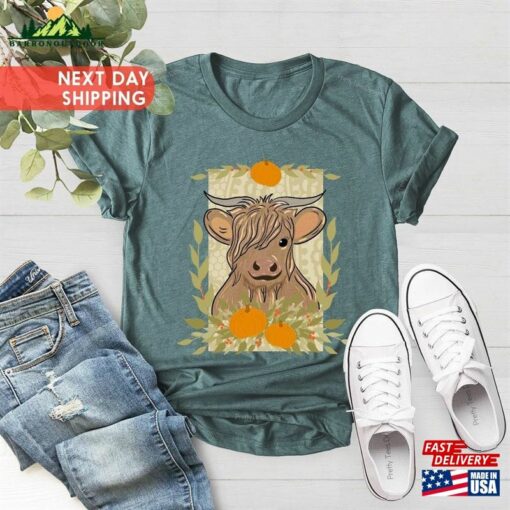 Long Horn Thankful Cow Shirt Fall 2023 Cute T-Shirt Classic