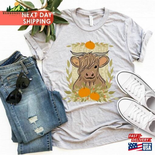 Long Horn Thankful Cow Shirt Fall 2023 Cute T-Shirt Classic