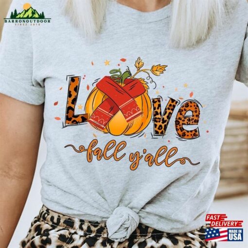 Love Fall Y’all Leopard Print Shirt Unisex Sweatshirt