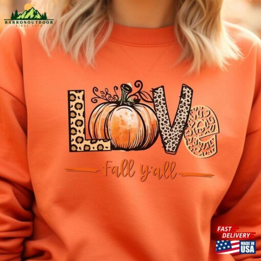 Love Fall Y’all Shirt Leopard Print Sweatshirt Classic