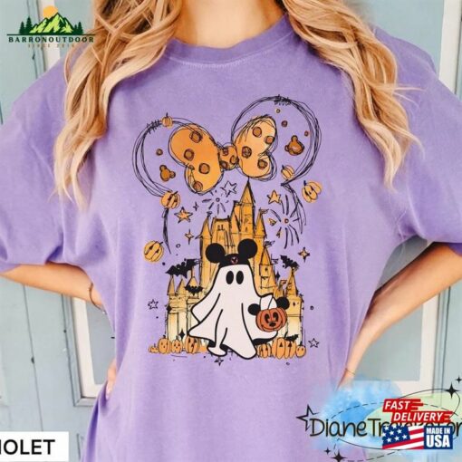 Magic Kingdom Halloween Shirt Disney Watercolor Castle Mickey Ghost Classic Unisex