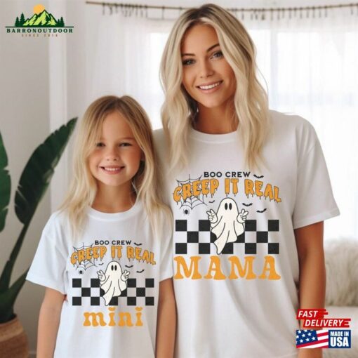 Mama And Mini Creep It Real Matching Halloween Shirts Boo Crew Retro Ghost Mommy Me Classic T-Shirt