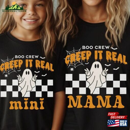 Mama And Mini Creep It Real Matching Halloween Shirts Boo Crew Retro Ghost Mommy Me Classic T-Shirt