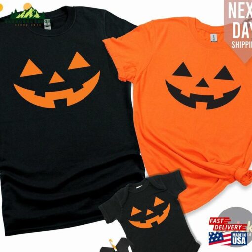 Matching Family Halloween Pumpkin Face Shirts Funny T-Shirt Tops 2023 Party Costume Classic Sweatshirt