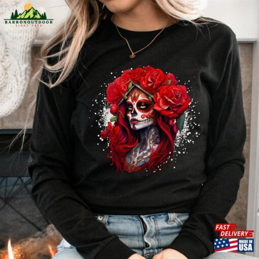 Mexican Catrina T-Shirt Day Of The Dead Dia De Los Muertos Shirt Classic Hoodie