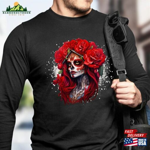 Mexican Catrina T-Shirt Day Of The Dead Dia De Los Muertos Shirt Classic Hoodie