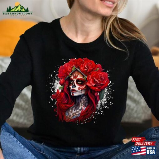 Mexican Catrina T-Shirt Day Of The Dead Dia De Los Muertos Shirt Classic Hoodie