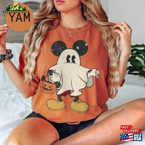 Mickey And Friends Characters Halloween Comfort Colors Shirt Ghost Retro Spooky Hoodie Unisex