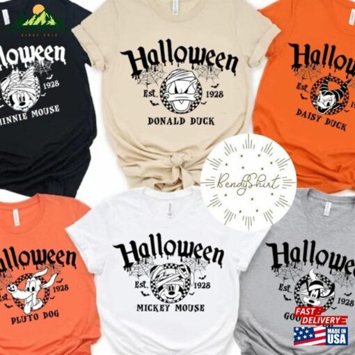 Mickey And Friends Checkered Disney Halloween Shirt Disneyland Group Family Party 2023 Classic T-Shirt