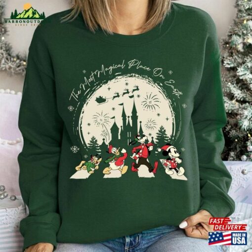 Mickey And Friends Christmas Abbey Road Shirt Most Magical Place On Earth Sweatshirt T-Shirt Hoodie