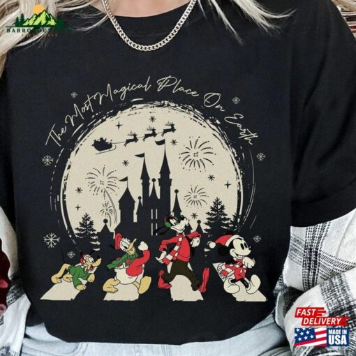 Mickey And Friends Christmas Abbey Road Shirt Most Magical Place On Earth Sweatshirt T-Shirt Hoodie