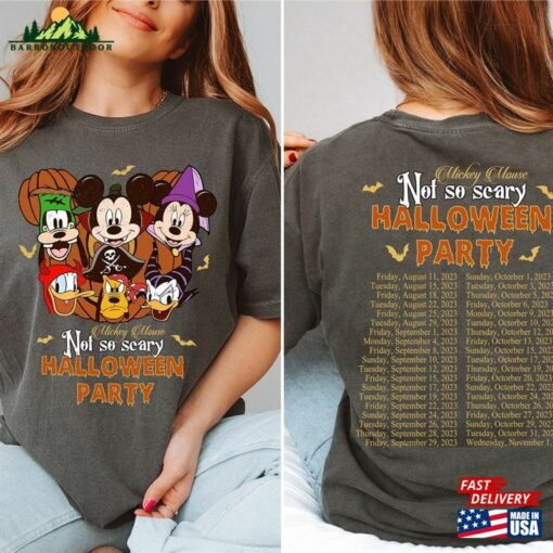 Mickey And Friends Halloween Party 2023 Shirt’s Not So Scary Walt Disney World Two Sided Gift Ideas Classic Unisex