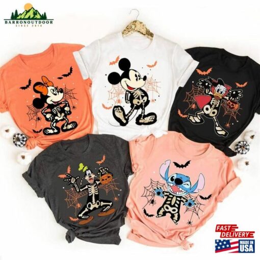 Mickey And Friends Skeleton Halloween Shirt Stitch Disneyland Party 2023 Classic Hoodie