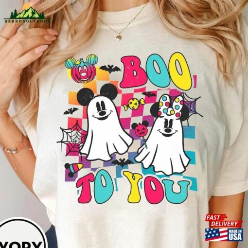 Mickey And Minnie Checkerboard Boo To You Shirt Disney Halloween T-Shirt Classic