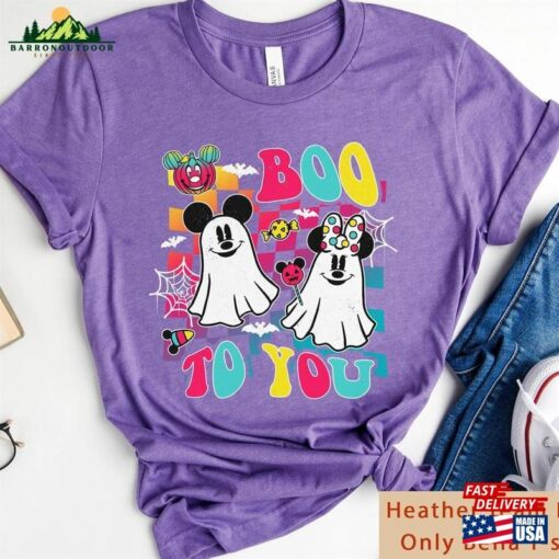 Mickey And Minnie Checkerboard Boo To You Shirt Disney Halloween Tee T-Shirt Classic