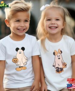 Mickey And Minnie Ghost Halloween Funny Couple Shirt Disney Matching Sweatshirt Retro Spooky Season Tee Unisex