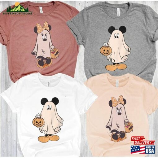 Mickey And Minnie Ghost Halloween Funny Couple Shirt Disney Matching Sweatshirt Retro Spooky Season Tee Unisex