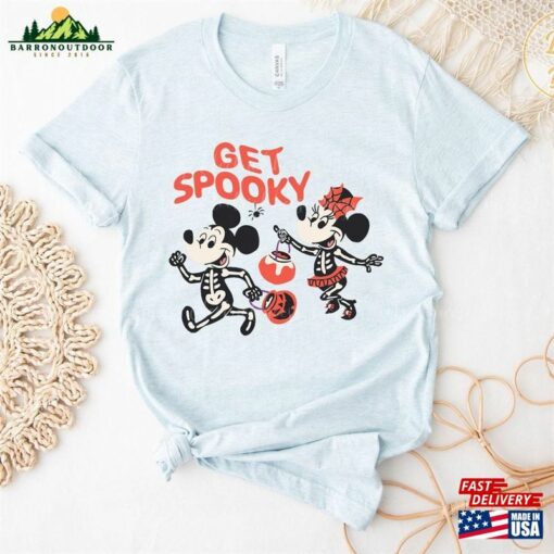 Mickey And Minnie Halloween Skeleton Costumes Get Spooky Shirt Disney T-Shirts Holiday Tees Unisex T-Shirt