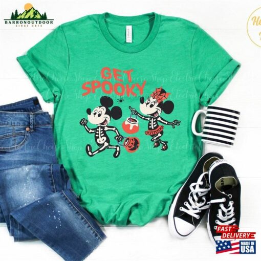 Mickey And Minnie Halloween Skeleton Costumes Get Spooky Shirt Disney T-Shirts Holiday Tees Unisex T-Shirt