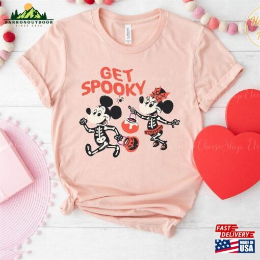 Mickey And Minnie Halloween Skeleton Costumes Get Spooky Shirt Disney T-Shirts Holiday Tees Unisex T-Shirt