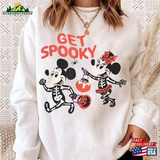 Mickey And Minnie Halloween Skeleton Costumes Get Spooky T-Shirt Vintage Shirts 2023 Shirt Hoodie Sweatshirt