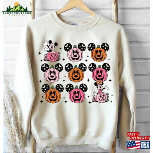 Mickey And Minnie Pumpkins Head Shirt Spooky Season Halloween T-Shirt Sweatshirt