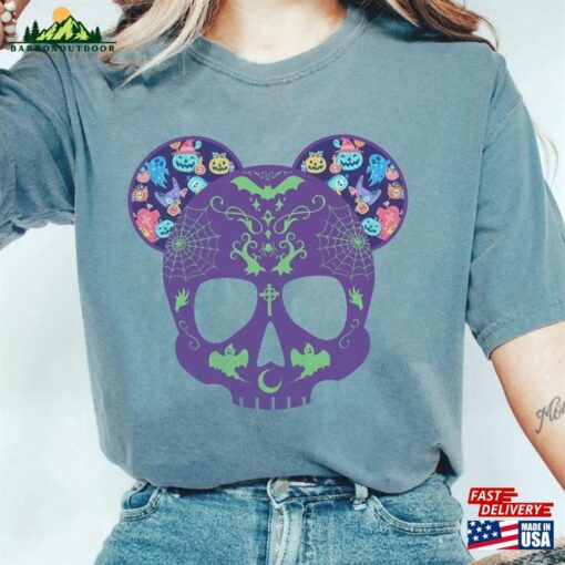 Mickey And Minnie The Haunted Mansion Skull Couple Shirt Disney Halloween Matching T-Shirt Hoodie Sweatshirt