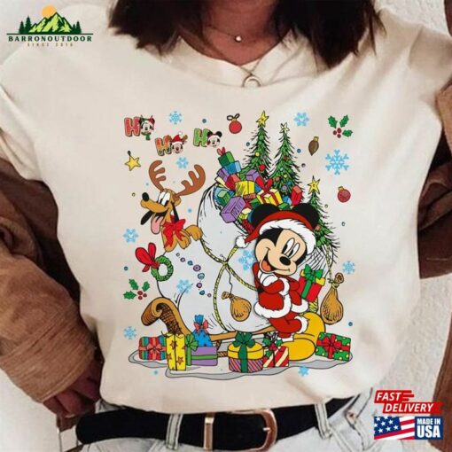 Mickey And Pluto Costume Santa Reindeer T-Shirt Classic Unisex