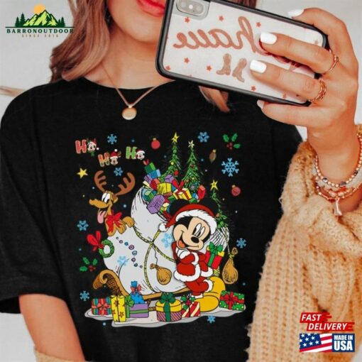 Mickey And Pluto Costume Santa Reindeer T-Shirt Classic Unisex