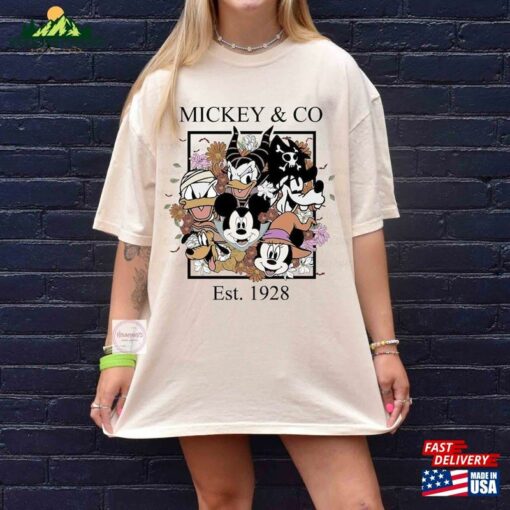 Mickey Disney Comfort Shirt Retro And Co Est 1928 Halloween Vintage Hoodie Sweatshirt